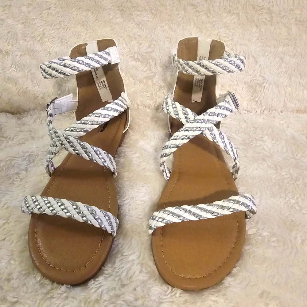 Sonoma Girls Gladiator White Sandals Size 6